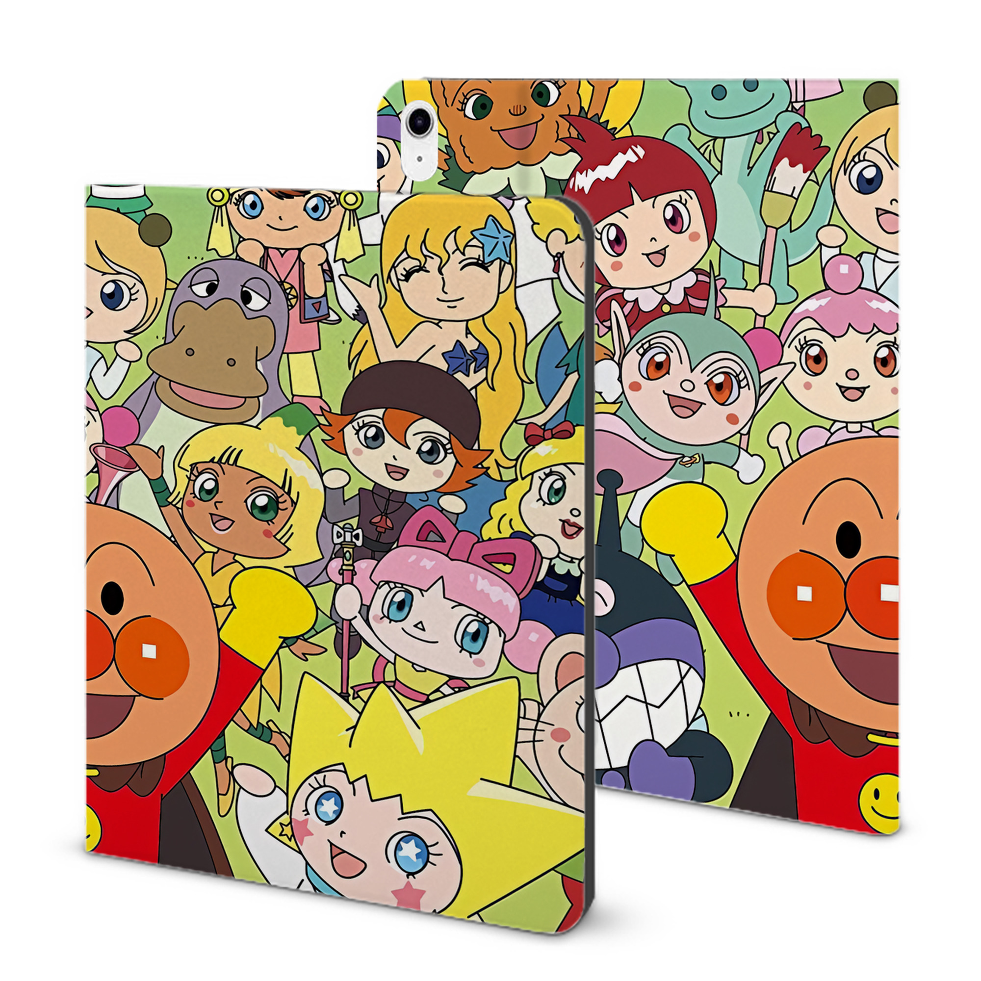 （画像用） アンパンマン Anpanman IPad ケース ブック型 PUレザー TPU 耐衝撃 軽量 薄型 ペン収納なし 全面保護 IPad 各モデル対応
